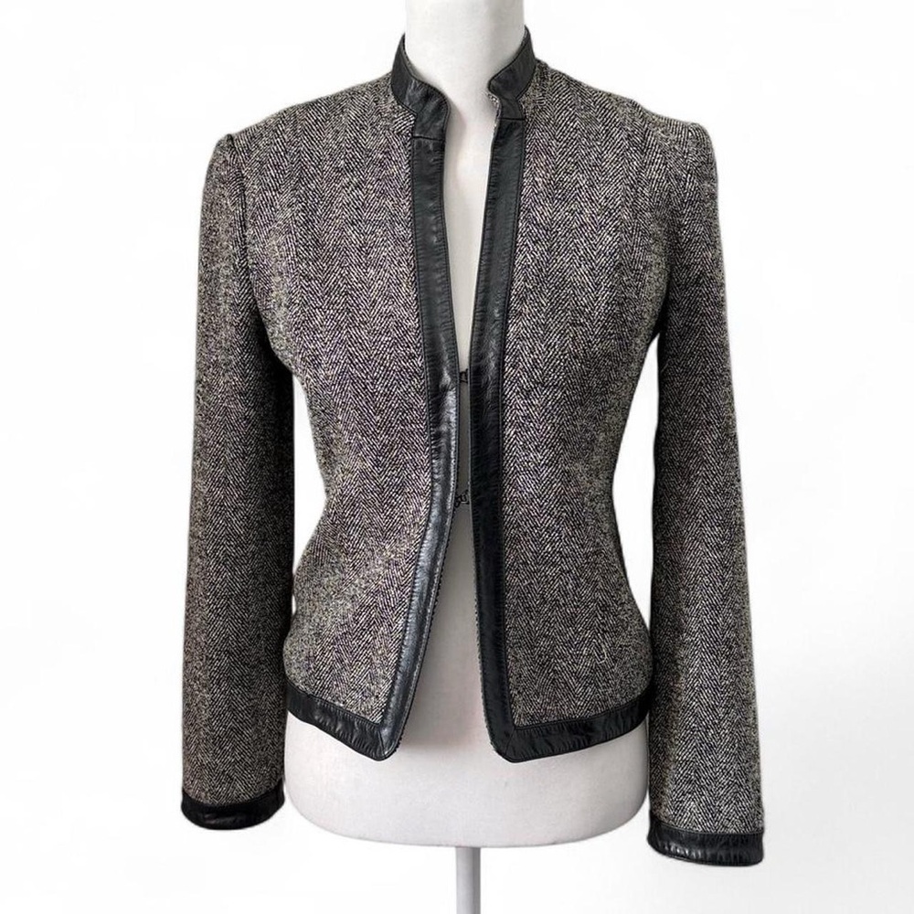 Vintage Bebe Silk Wool Leather Blazer Jacket